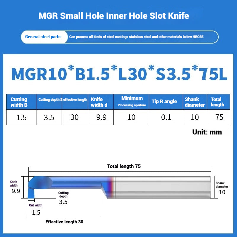 1134-MGR small bore groove cutter wear-resistant micro groove hook cutter CNC tungsten steel alloy small bore cutting groove turning tool Shandong Denso Pricision Tools Co.,Ltd.